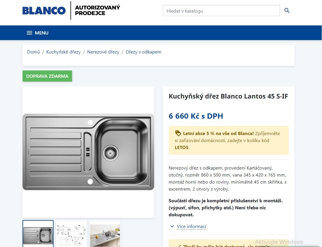 NOVÝ kuchyňský BLANCO dřez 86x50