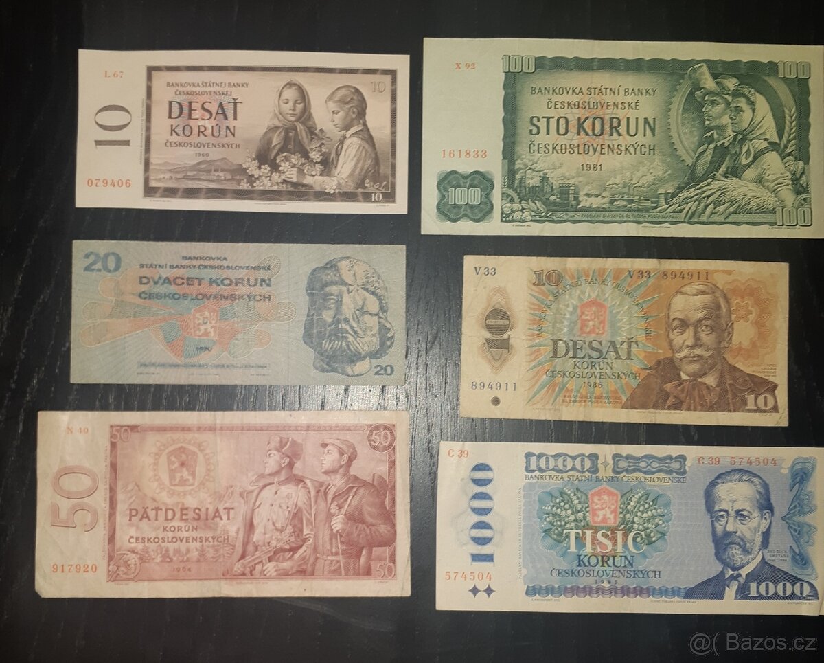 Staré bankovky.