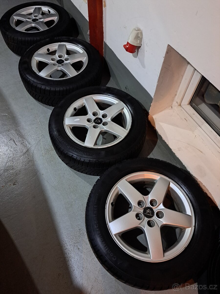 Alu kola 5x108 r 16 + zimní pneu 205/60/r16 Continental