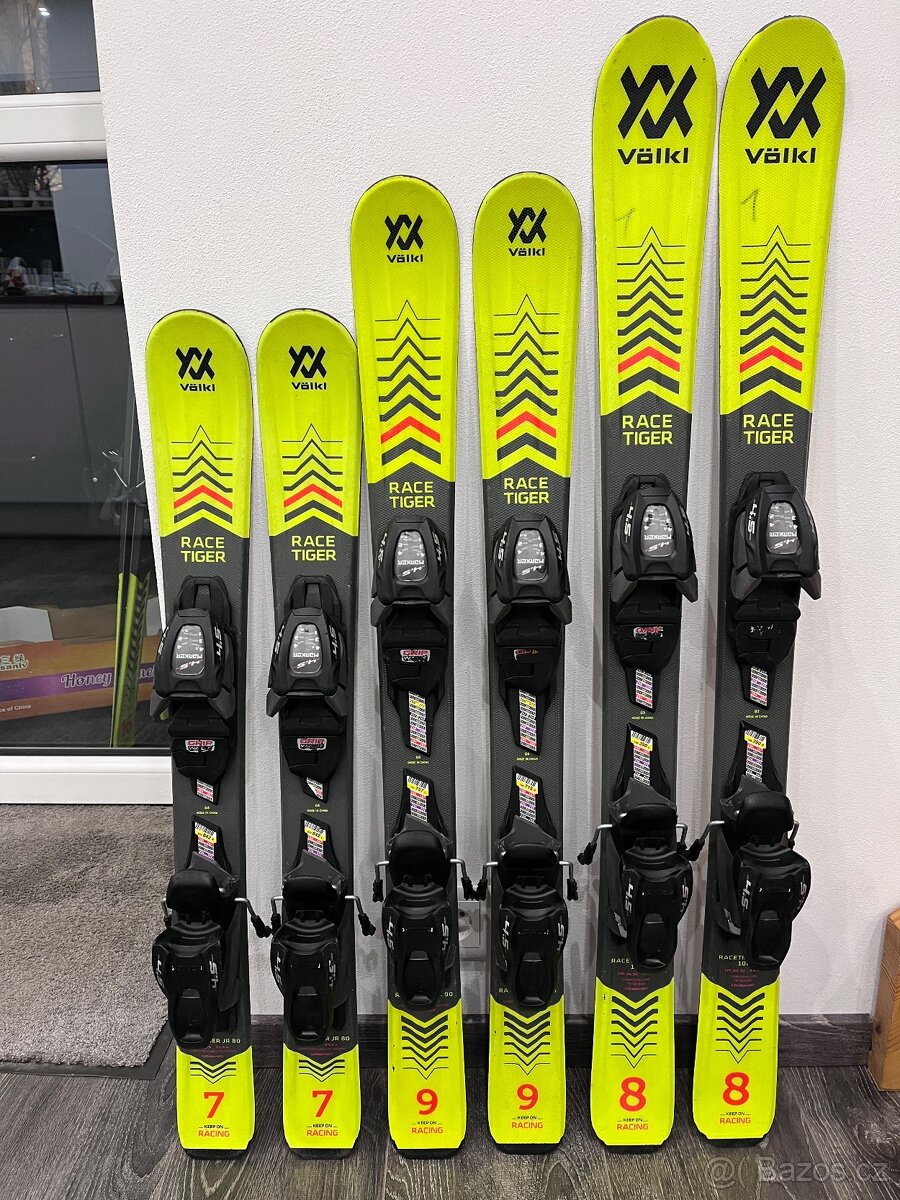 Prodám dětské lyže Volkl racetiger 80, 90,100cm