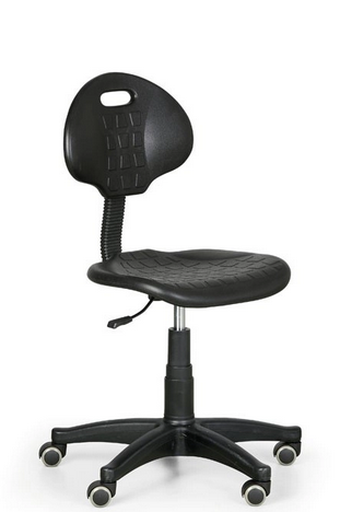 Pracovní židle, kříž s kolečky, PUR, černá (NOVÁ)