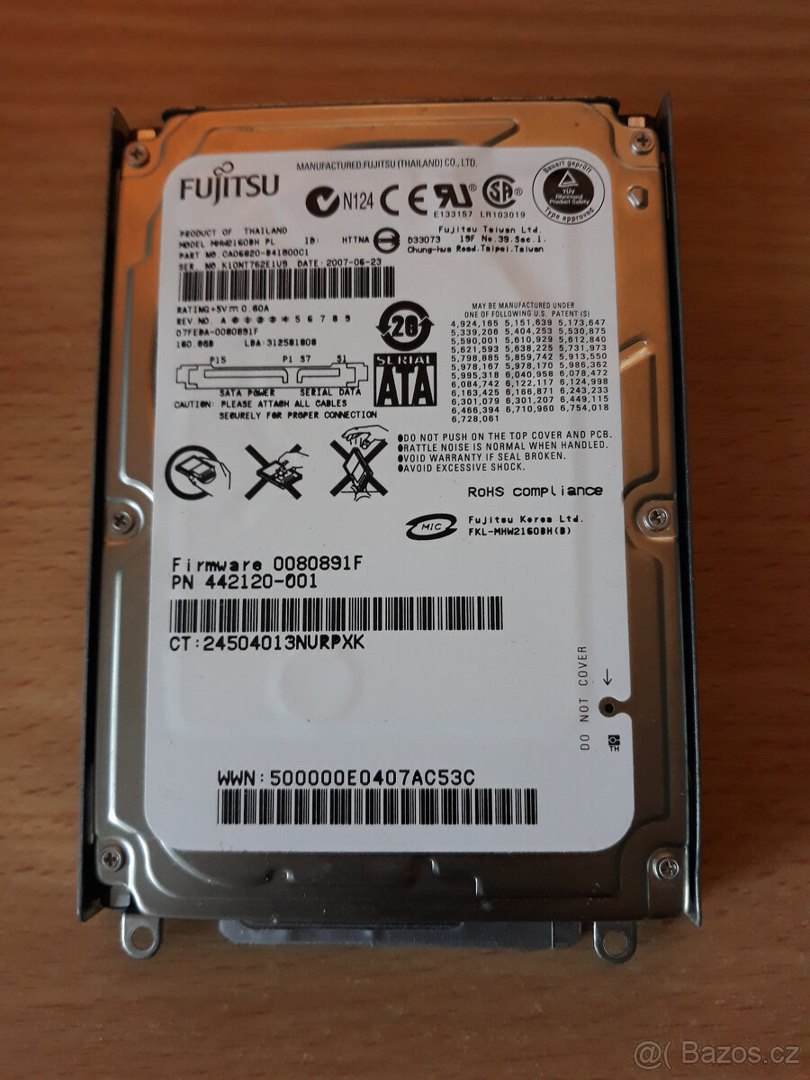 Hard disk pro notebook Fujitsul MHW2160BH CEAO6820-B41800C1