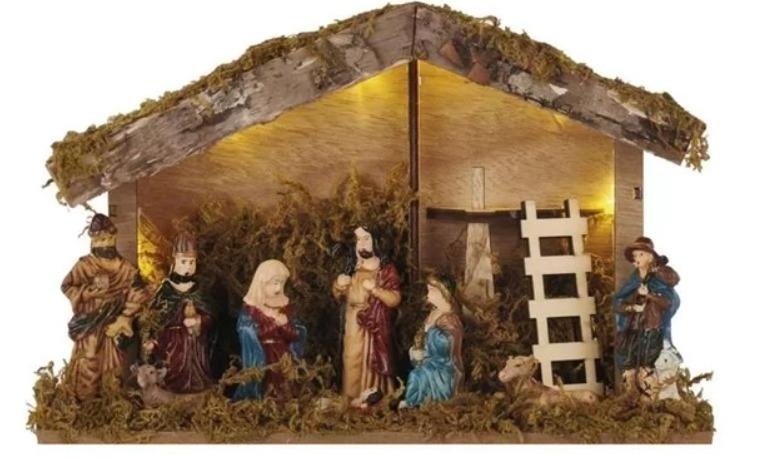 Dekorace vánoční – betlém, 17 cm, nový