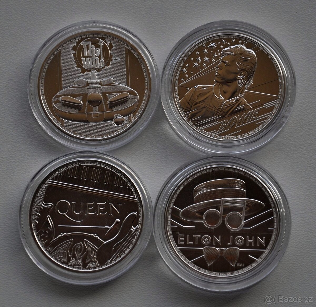4x1oz mince Britské hudební legendy-Queen, Bowie, Who, Elton