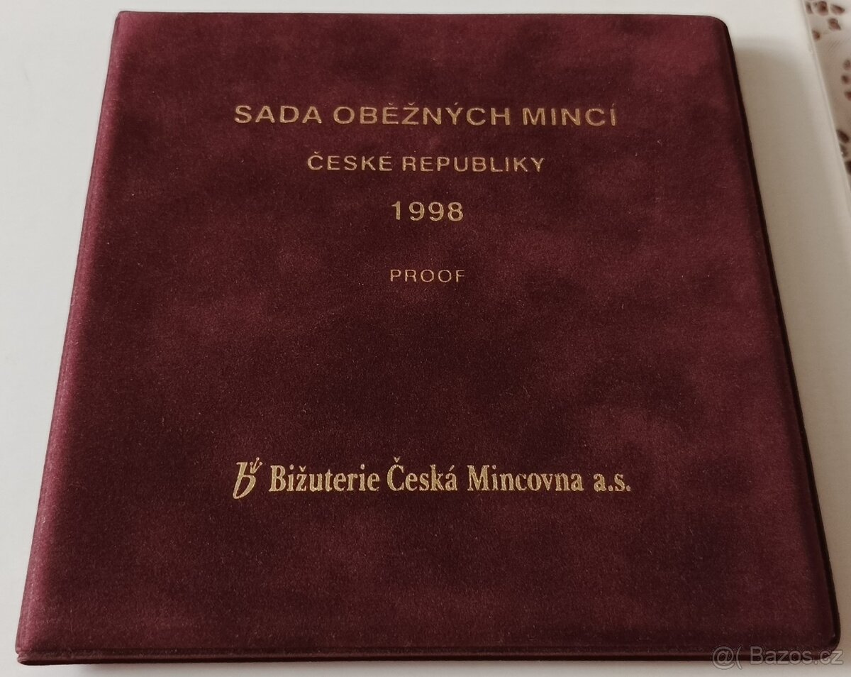 Sada mincí ČR 1998 proof v semišovém obalu