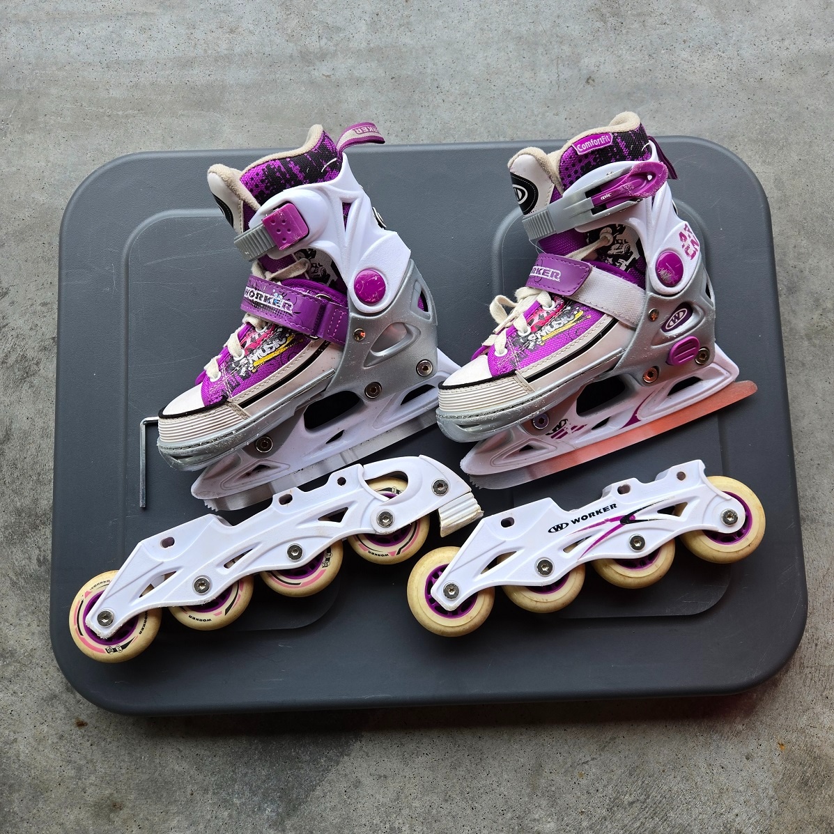 Dětské brusle WORKER 2v1, vel. 29-32 - kolečkové/inline