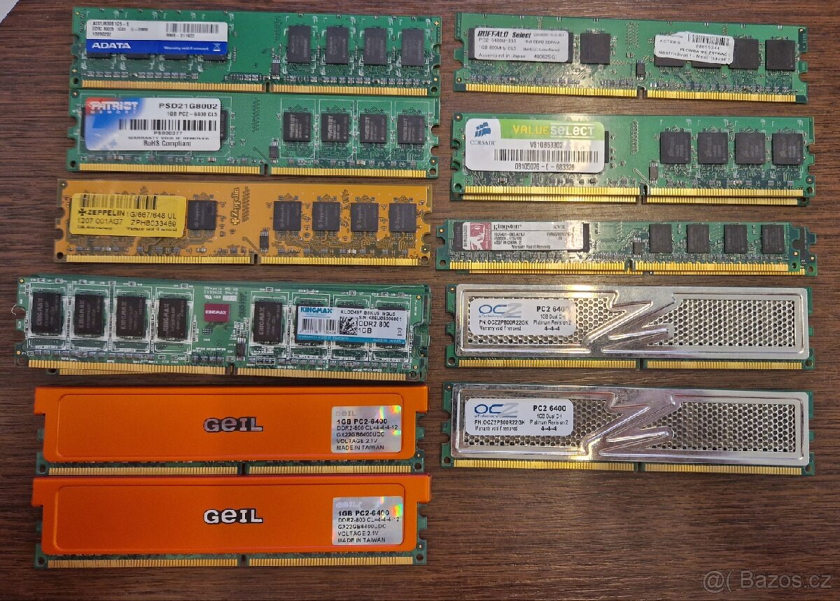 Paměti DDR2 a DDR3 RAM pro PC
