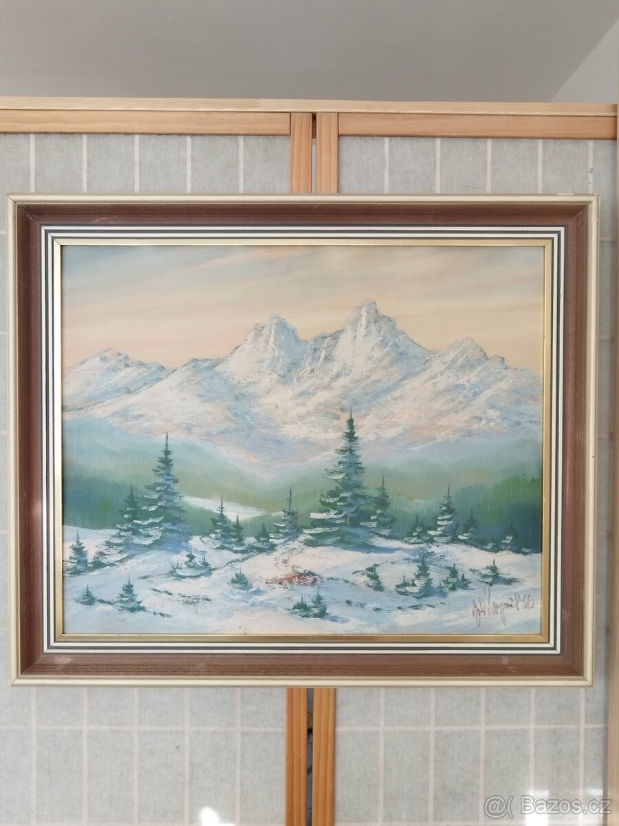 obraz ZIMNÍ VYSOKÉ TATRY, olej, Jan Boža Pospíšil 1946
