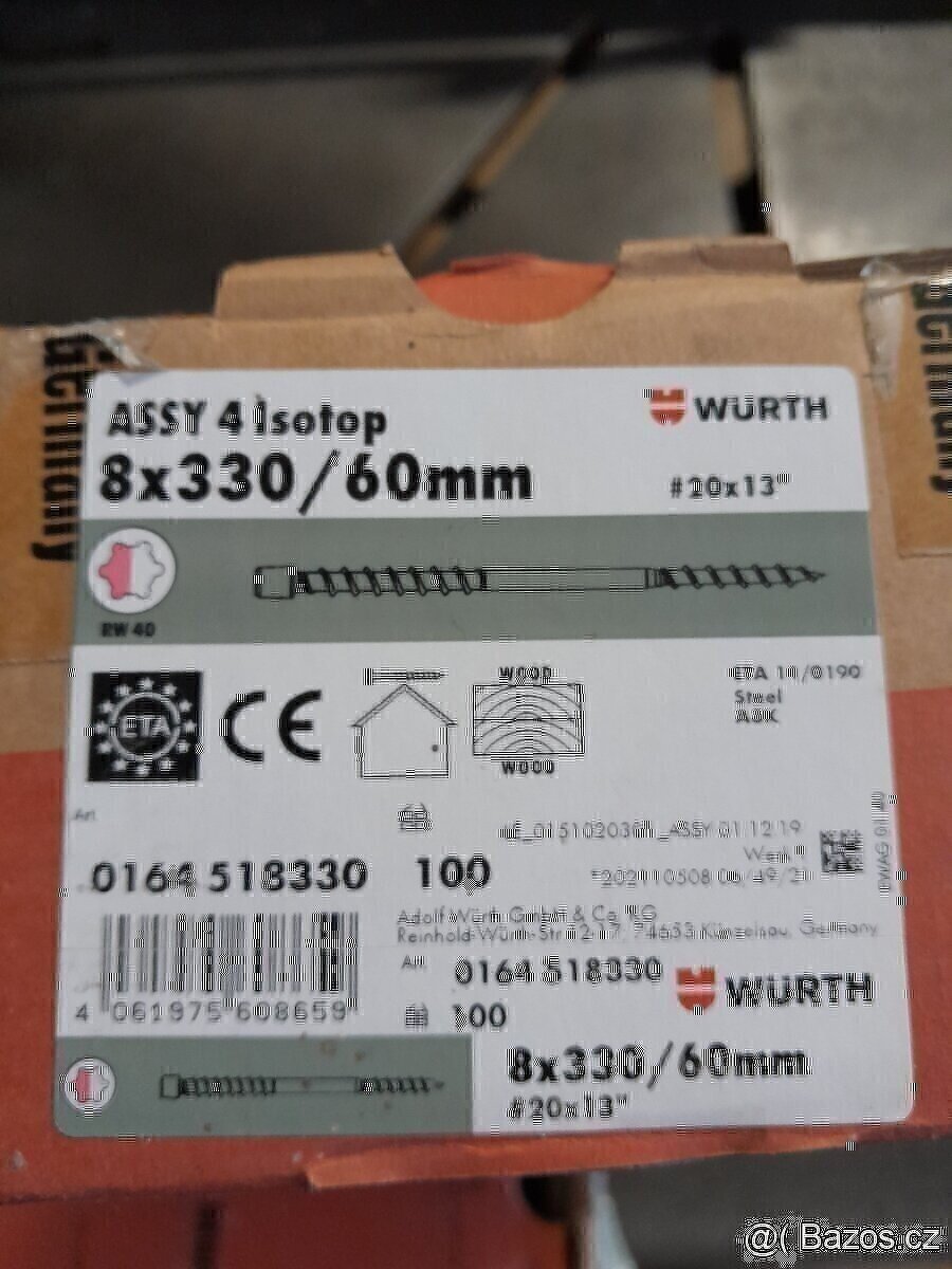 Šroub pro střešní konstrukce Wurth ASSY® 4