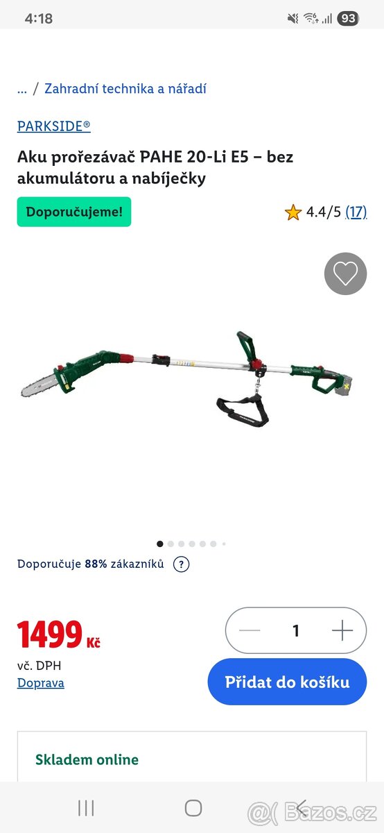 Vyvětvovací teleskopická pila Parkside
