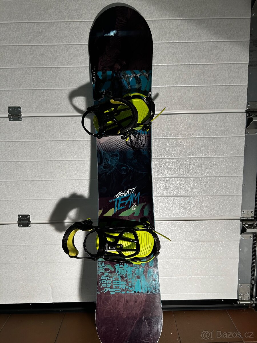 Snowboard Gravity team lime- set