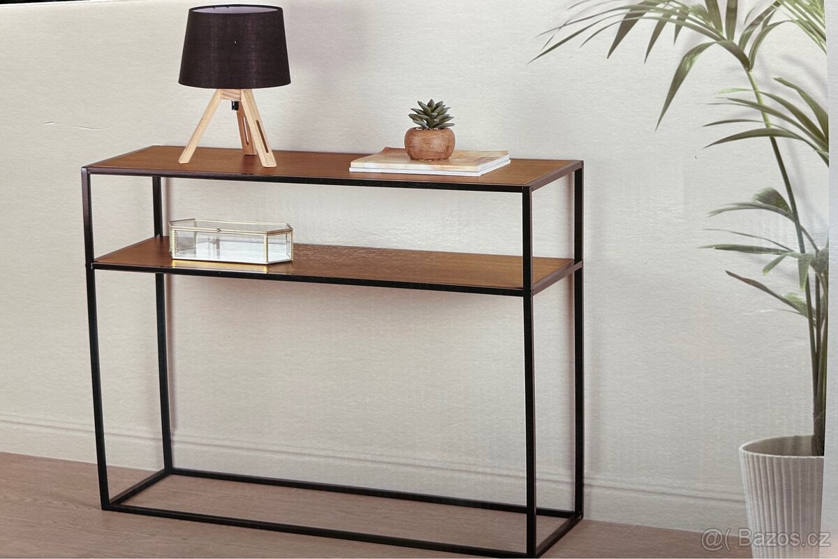 Moderní designový regál, komoda, police, černá/dub