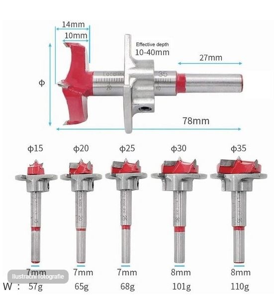 Sada Forstnerových vrtáku do dřeva