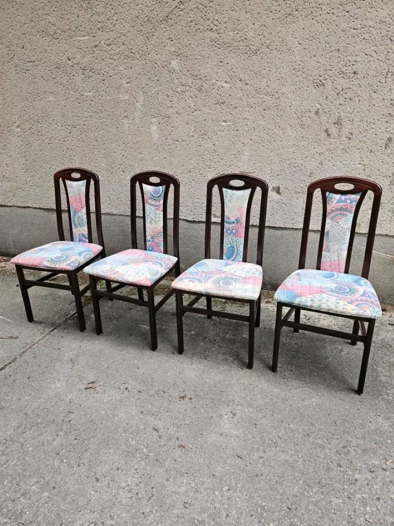 Židle jídelní masivní 4 ks - vysoké opěradlo