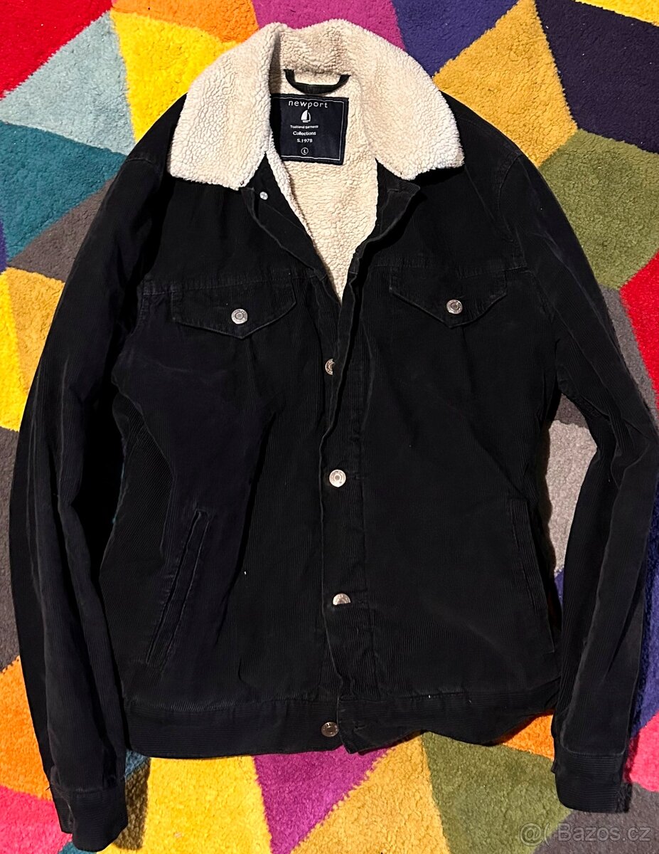 NEW PORT  PÁNSKÁ ZATEPLENÁ MANŽESTR BLACK BUNDA S BERÁNKEM