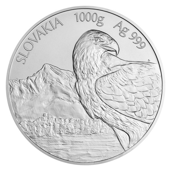 Stříbrná kilogramová investiční mince Orel 2021 stand