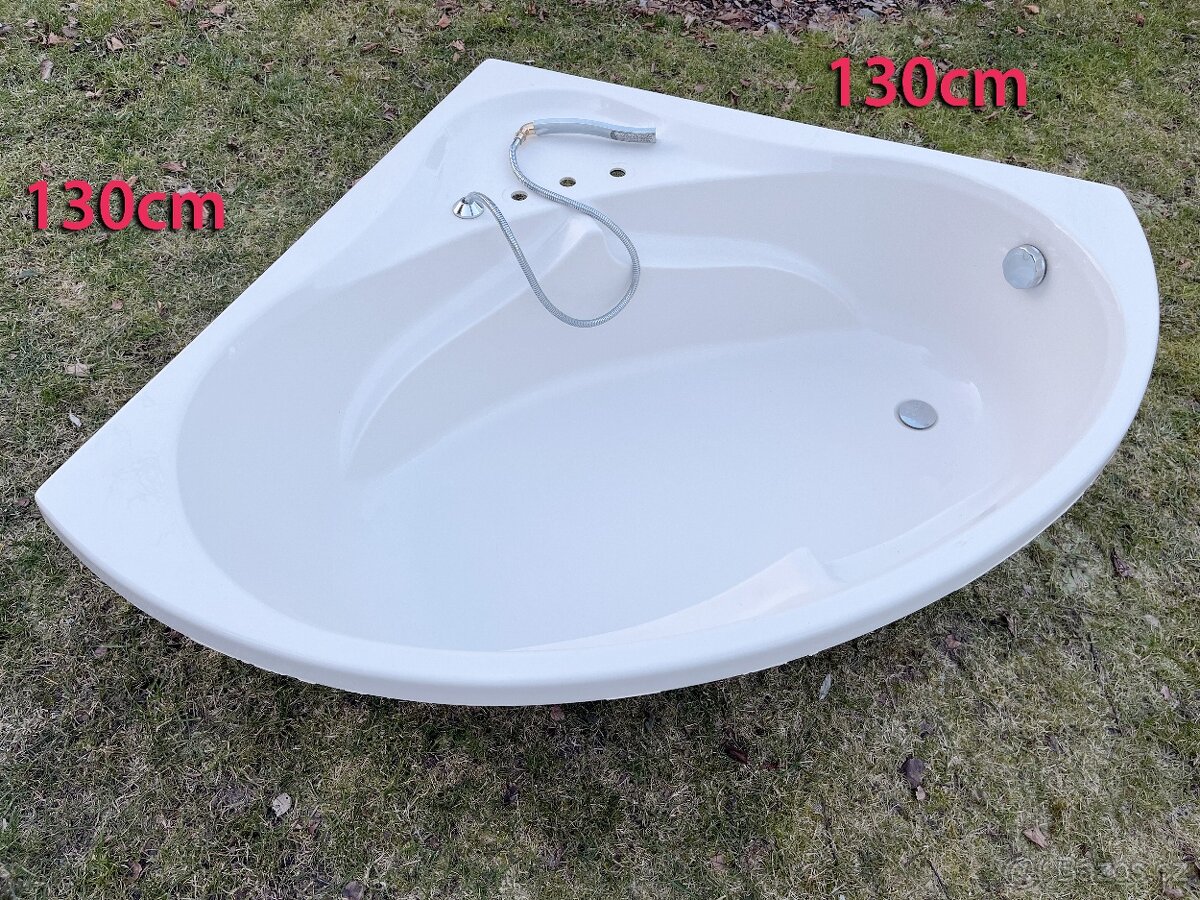 Rohová vana / koupelna 130cm (Symetrická ) + souprava