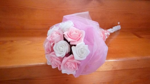 Svatební kytice - růžovo-bílá