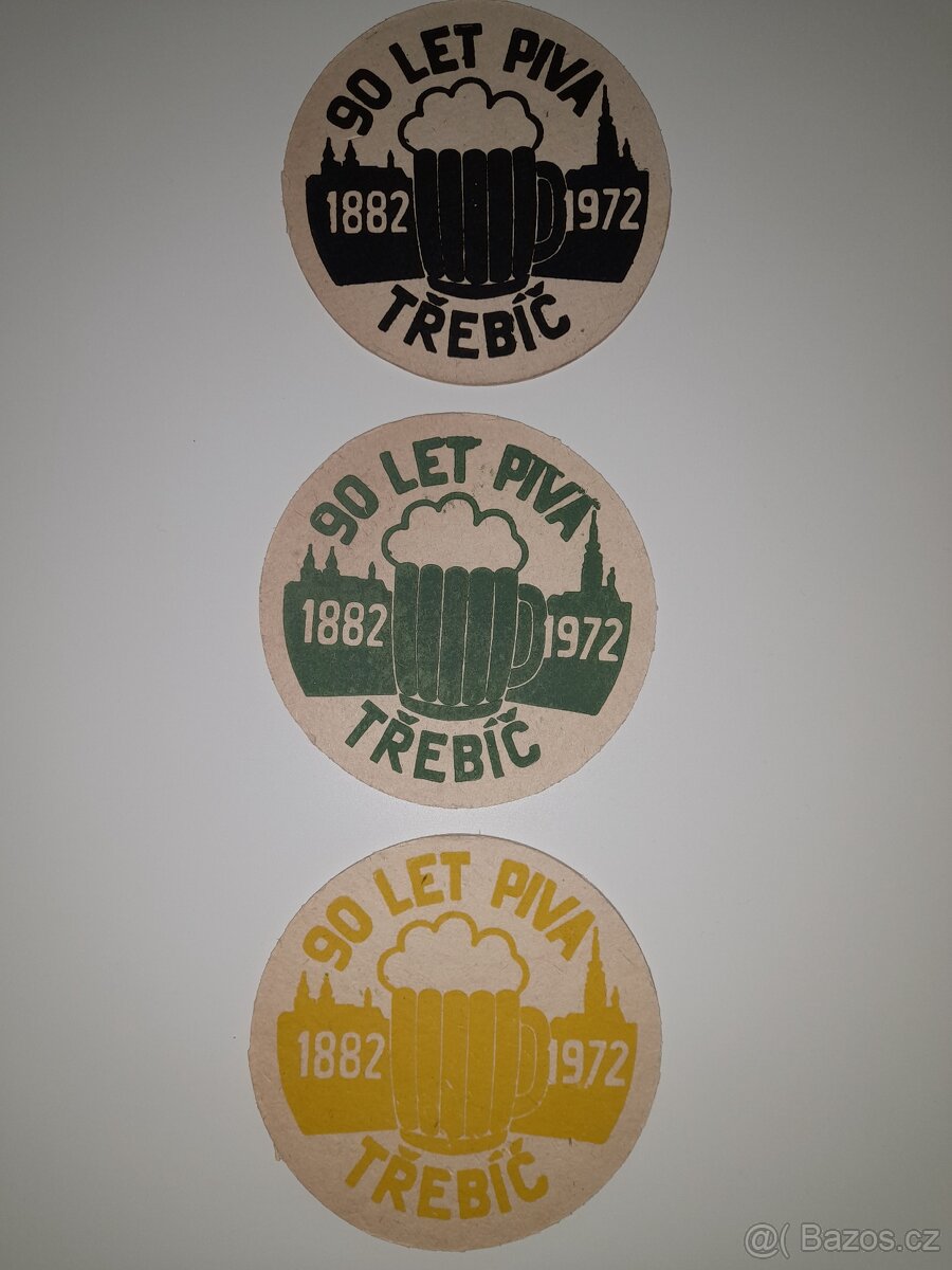 PIVNÍ TÁCKY 90 LET PIVA TŘEBÍČ 1882-1972