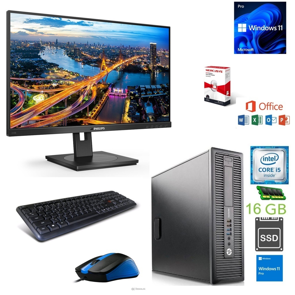 SET HP,i5,16GB RAM,SSD,mon.24,WIN 11,WIFI,záruka