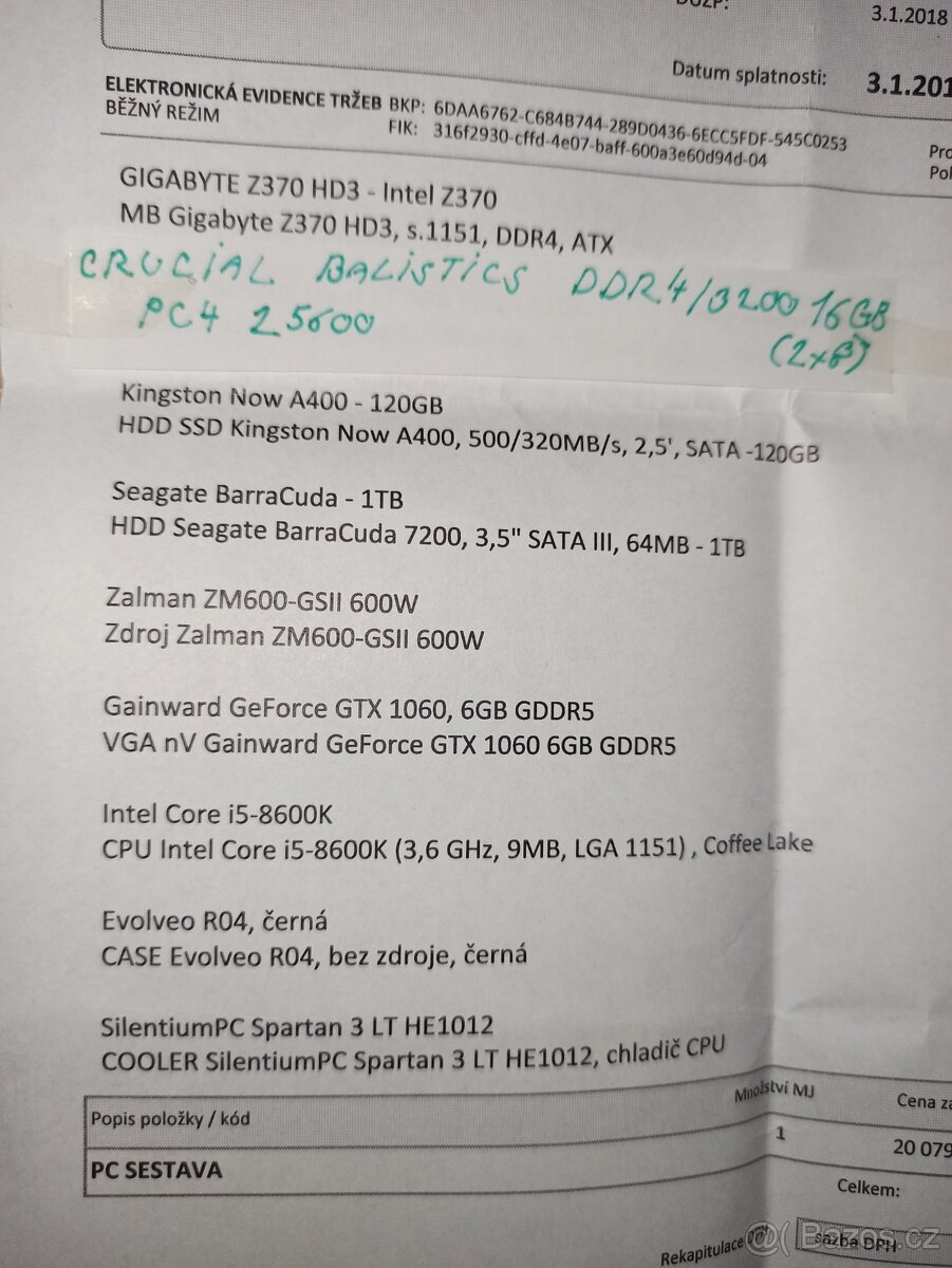 Intel i5-8600k, 16gb ram, GTX 1060 6gb