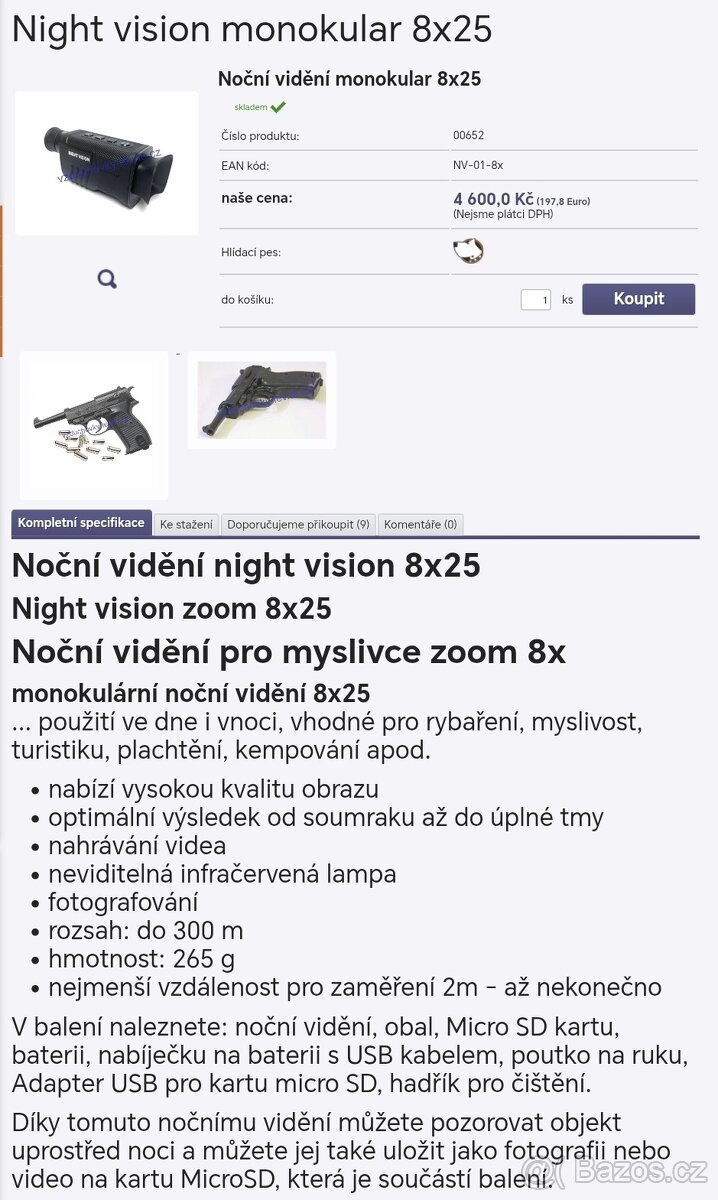 Night vision 8x25 pro myslivce.