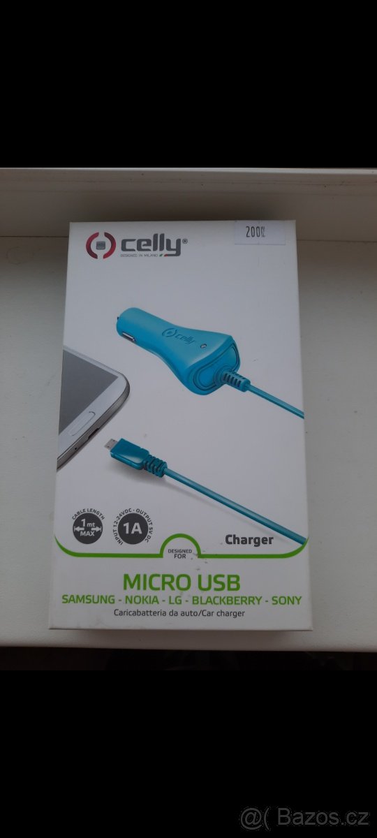 Autonabíječka Celly s mikro USB 1A modrá