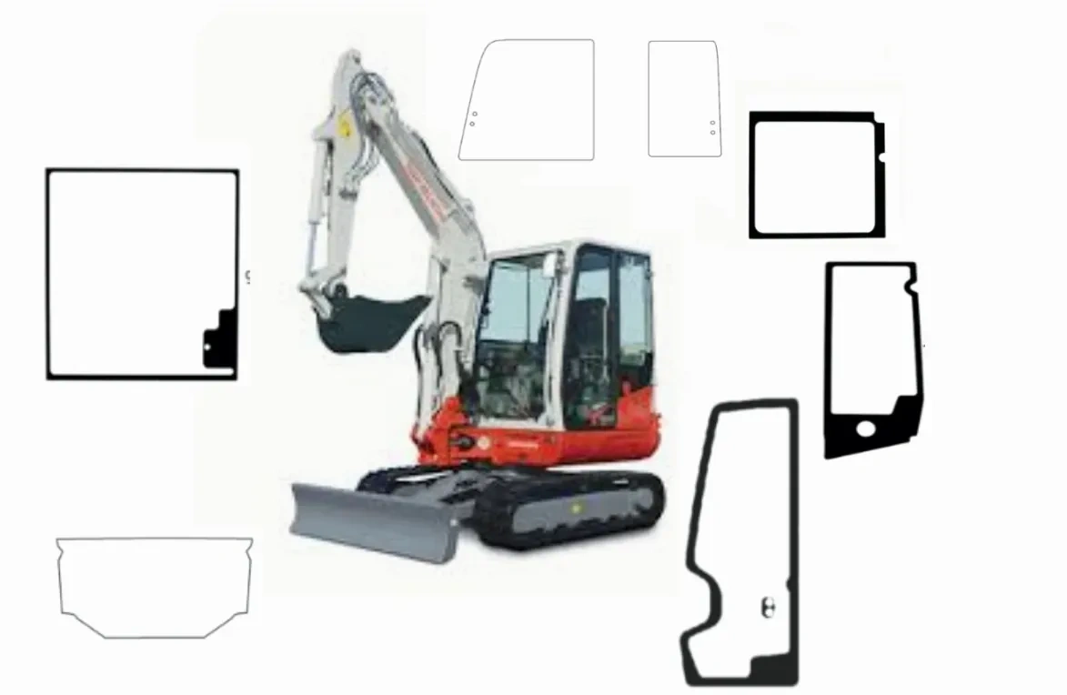 Sklo sklá okno okná na stavebné stroje Takeuchi skladom