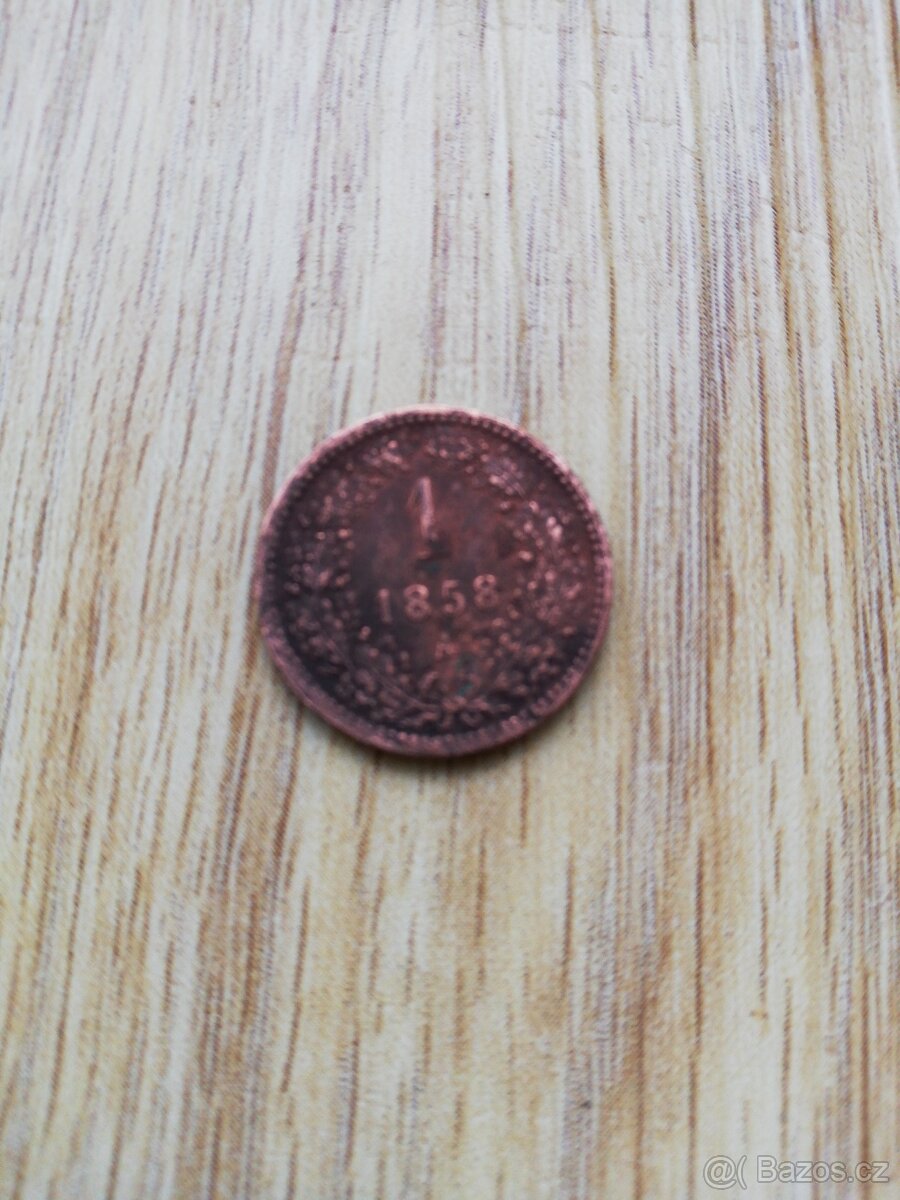mince 1 krejcar 1858 série A