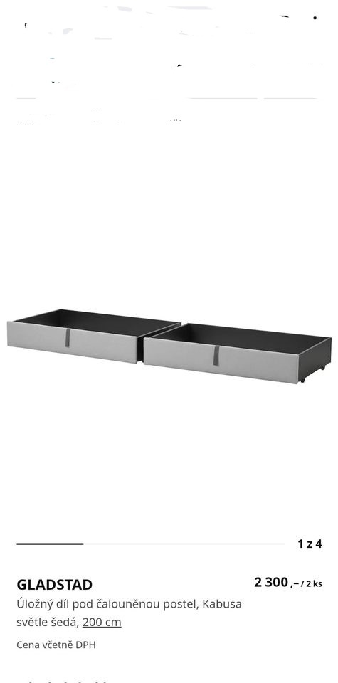 4x Šuplík pod postel Ikea Gladstad
