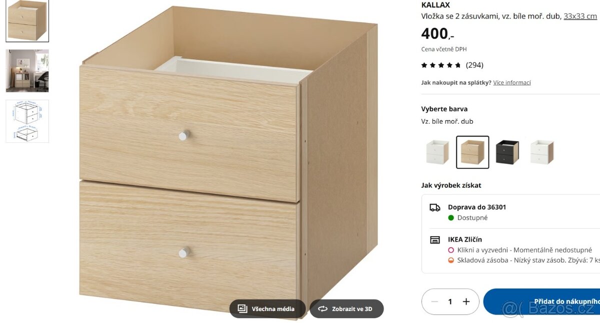 IKEA KALLAX vložka s šuplíky 4x