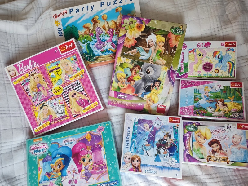 50,- balíkovna..puzzle-Ledové království,Zvonilka,Barbie