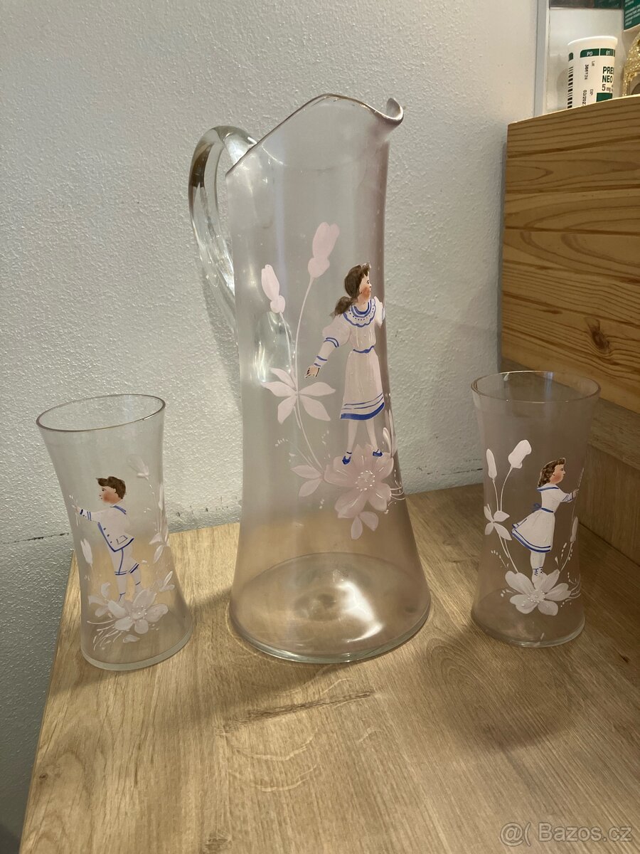 Džbánek skleněný + skleničky