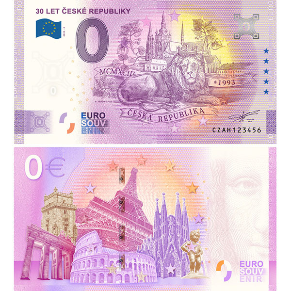 Euro Souvenir bankovka - 30 LET ČESKÉ REPUBLIKY