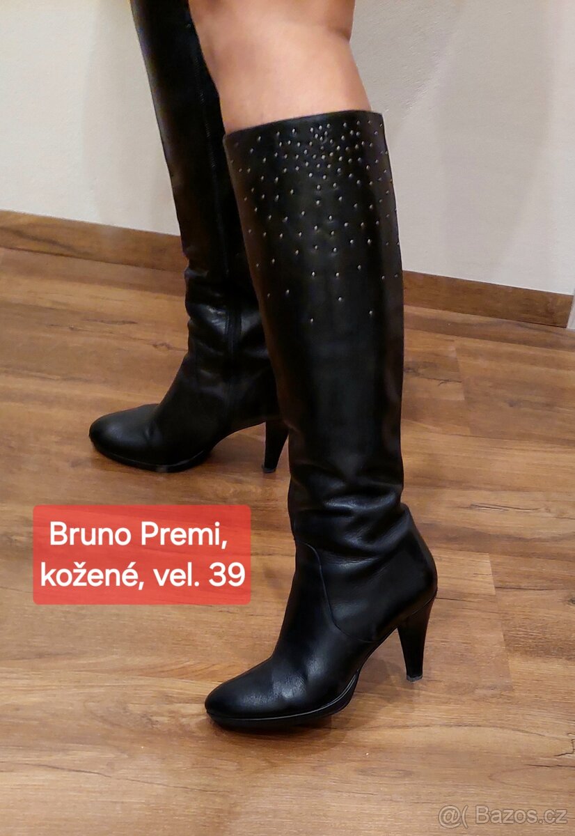 Černé kožené kozačky Bruno Premi vel. 39