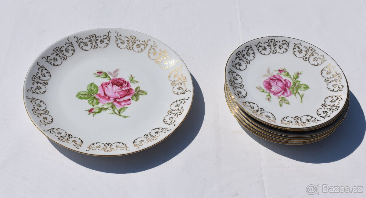 Prodám porcelánovou zlacenou soupravu podšálků Bohemia