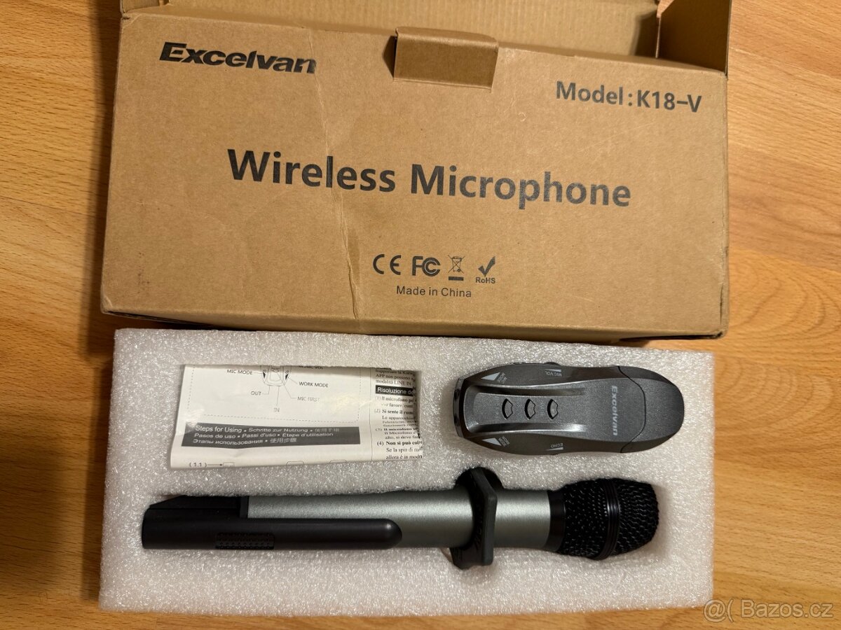 Bezdrátový mikrofon Excelvan K18-V – kompletní sada