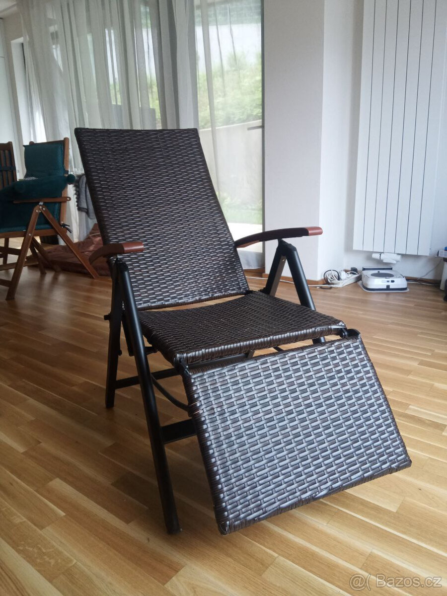 2x zahradní křeslo RELAX s opěrkou pro nohy