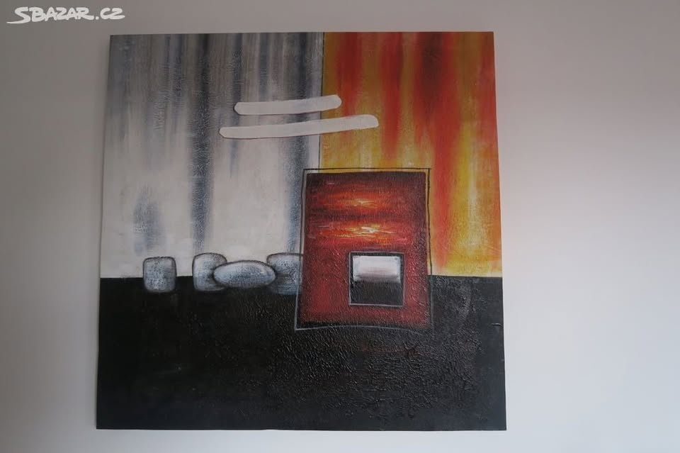 Obraz olejomalba 80 x 80 cm abstraktní