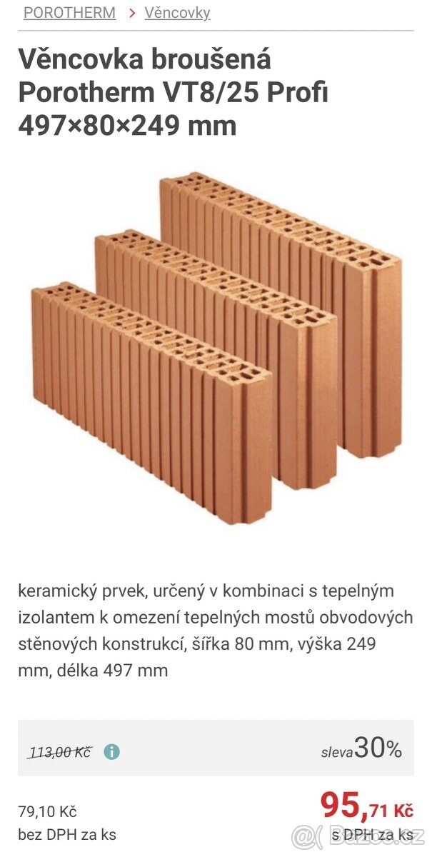 Věncovka broušená Porotherm