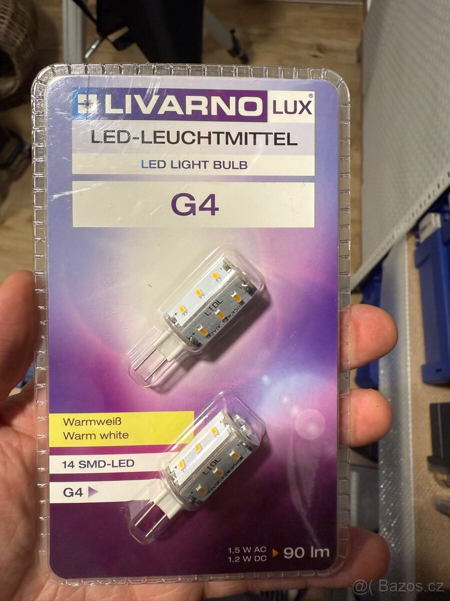 LED žárovka G4, 1,2w, 90lm, 2700 teplá bílá, 2ks v balení