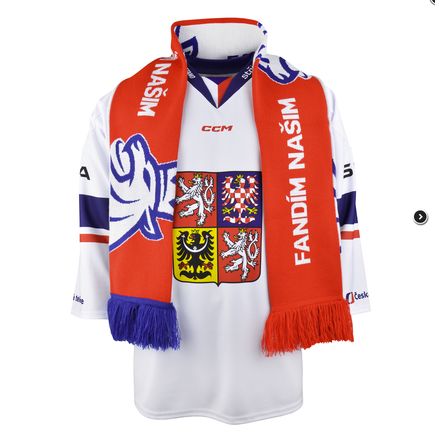 Hokejový dres bílý Mrazek L + šála