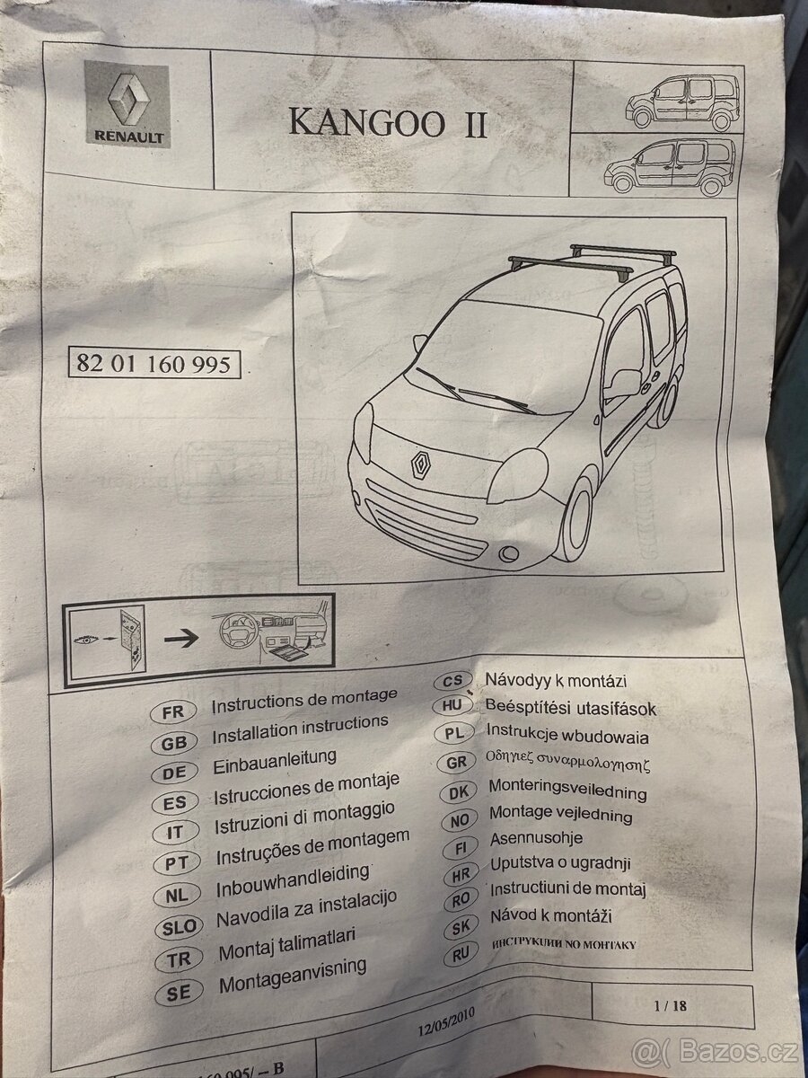 Střešní nosiče Renault Kangoo