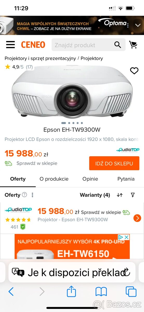 Projektor Epson eh tw 9300w