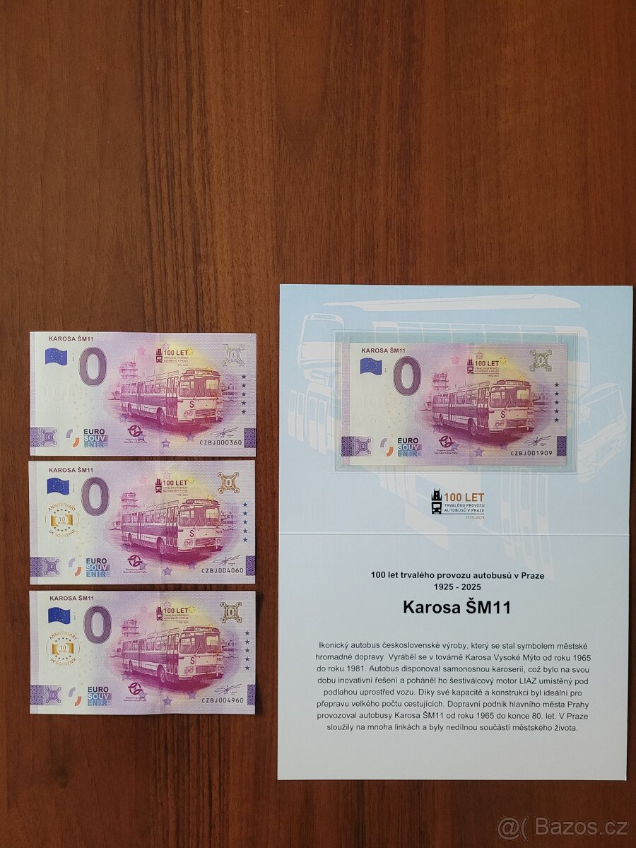0 eurova bankovka 0€ bankovky, 0 euro souvenir Karosa ŠM 11