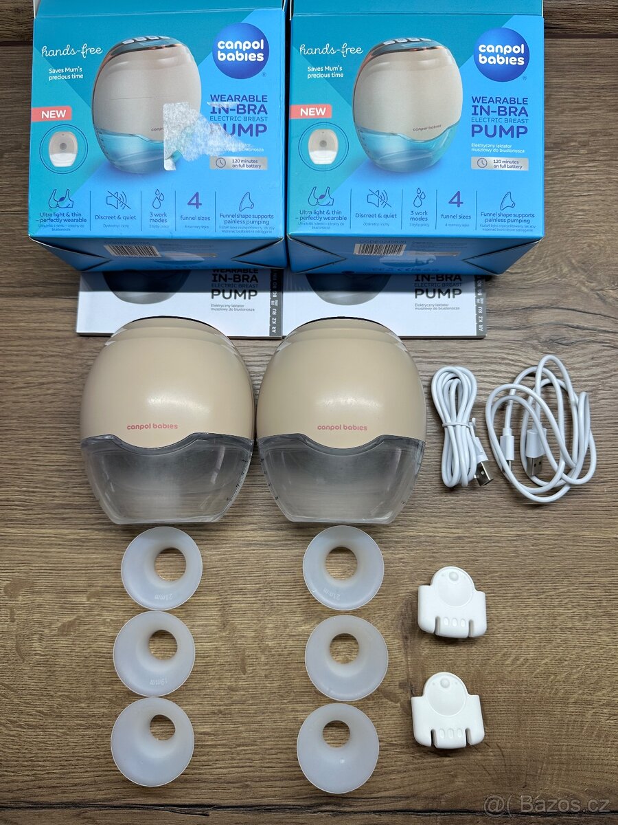 2x Elektrická odsávačka mateřského mléka do podprsenky Canpo