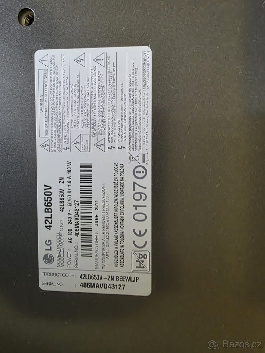 Prodám TV LG 42LB650V