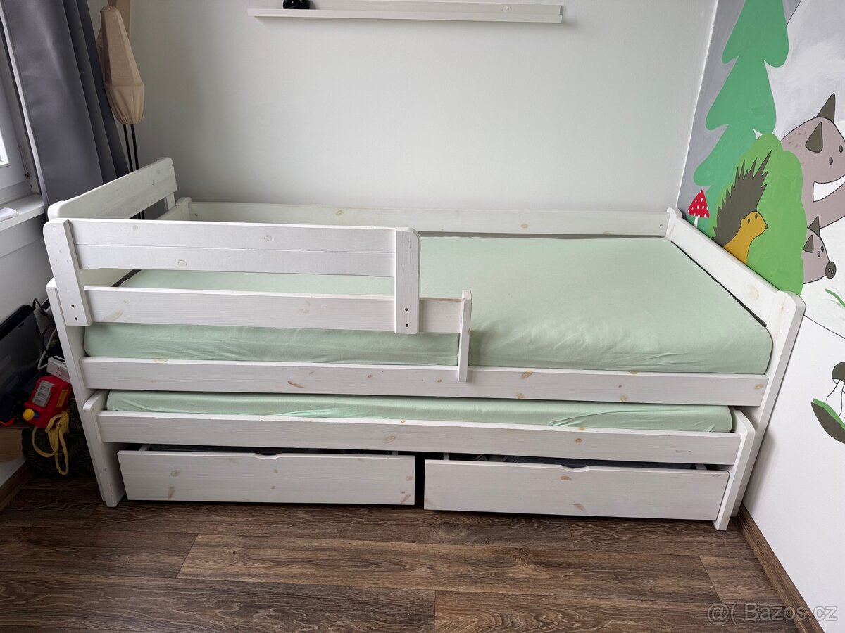 Dětská postel s přistýlkou + 2x šufle