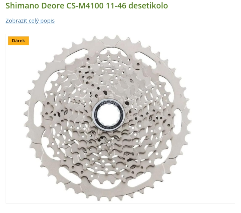 Nova kazeta Shimano HG 4100 10/ 11-46 z