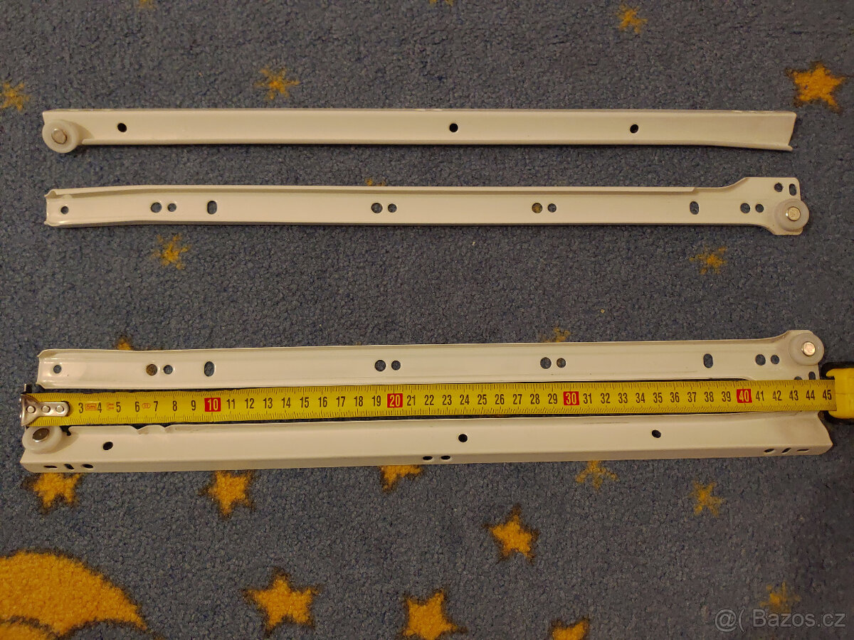 Pojezdové lišty - Pojezdy na šuplík rolničkový 450 mm bílý